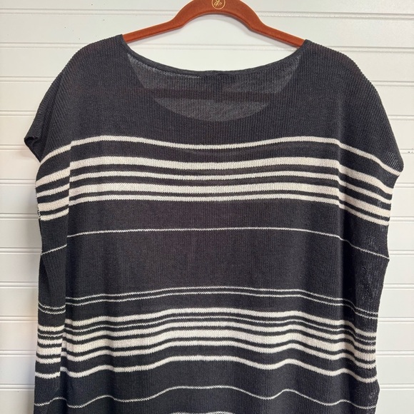 Eileen Fisher Sleeveless Organic Linen Crepe Knit Bateau Neck Poncho Sz M asymm - Picture 10 of 13